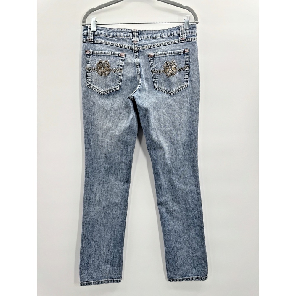 VTG 90s Y2K Nobo Jeans 11 Straight Leg Low Rise Embroidered Rhinestone Back Flap